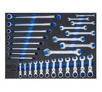 BGS Garniture pour servante d'atelier 3/3 ourche double Clé polygonale double liquet ourche coudée 28 pièces - 4008
