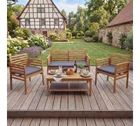 Garniture de jardin HWC-E99b, ensemble de salon balcon Lounge-Set, bois d'acacia massif MVG ~ coussin gris foncé