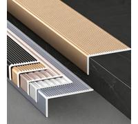Garniture De Nez De Marche Autocollant Protecteur De Bord D'Escalier | 35 Pouces, Aluminium, Pèle Et Colle, Bords Dentelés Antidérapants, Moulure En L(Black,90cm L 70mm*30mm)