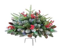Garniture de Noël pour jardinière Décor végétal Artificiel Lumineux Festif | Garniture pour jardinière en sapin de Noël à piles Jardin extérieur cour patio pelouse résidence secondaire
