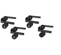 Garniture de porte à rosace I Lot de 4 ferrures de porte en acier inoxydable noir pour 3 portes de chambre avec trou de serrure t 1 porte WC de salle de bain, cliprosette Ø 52 mm, poignée de