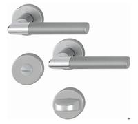 Garniture de porte HOPPE Lecce en aluminium anodisé bi-couleur - Porte WC/Salle de bain - 3895292