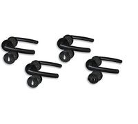 Garniture de porte II - Lot de 4 ferrures de porte en acier inoxydable noir - Pour 3 portes de chambre avec trou de serrure t 1 porte WC de salle de bain - Cliprosette Ø 52 mm - Poignée de