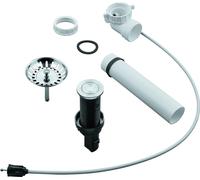 Garniture de vidage à tirette GROHE, excentrique rond à pousser avec câble Bowden, coude de vidage peu encombrant, avec vanne à crépine, 40986SD0