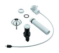 Garniture de vidage à tirette GROHE, excentrique rond à pousser avec câble Bowden, coude de vidage peu encombrant, avec vanne à crépine, 40986SD0, Couleur: acier inoxydable