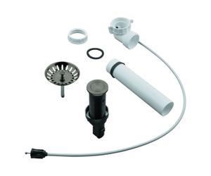 Garniture de vidage à tirette GROHE, excentrique rond à pousser avec câble Bowden, coude de vidage peu encombrant, avec vanne à crépine, 40986AL0, Couleur: graphite dur brossé