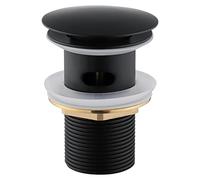 Garniture de vidange G1 1/4" pour lavabo, bouchon à ressort avec trop-plein, soupape à pression pour lavabos et éviers, garniture de vidange en acier inoxydable pour robinetterie de lavabo, noir