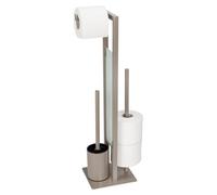 Garniture de WC au sol WENKO Porte-papier toilette Porte-rouleau de rechange Brosse à WC Taupe