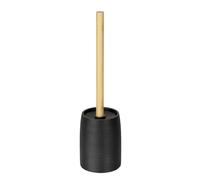Garniture de WC Mod. Altavalle Brosse à WC autoportante élégante en polyrésine et Bambou pour Salle de Bains Ø 10,5 cm H 38,5 cm Noir Naturel
