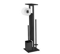 Garniture de WC sur pied WENKO Mod. Debar avec tablette Noir, en acier inoxydable