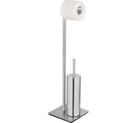 Garniture de WC sur pied WENKO Brosse à WC en acier inoxydable Support de papier toilette RECCO