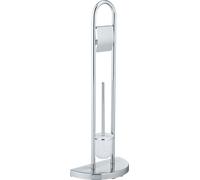 Garniture de WC sur pied WENKO | Distributeur de papier toilette avec brosse WC | Miracle de l'espace en chrome | Salle de bains & toilettes d'invités