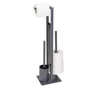 Garniture de WC sur pied WENKO Porte-papier toilette Porte-rouleau de rechange Brosse à WC Gris