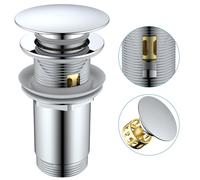 Garniture d'écoulement pour évier avec ou sans trop-plein, clapet à ressort, bonde à clic-clac avec panier filtrant, raccord universel 3,2 cm (1 1/4 pouce), chromé