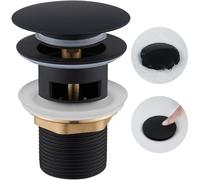 Garniture d'écoulement pour lavabo avec trop-plein, clapet à ressort, garniture d'écoulement universelle de 1 1/4 pouce, qualité supérieure, installation facile, noir mat