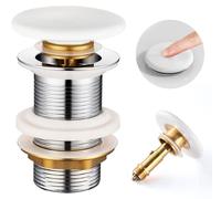 Garniture d'écoulement pour lavabo sans trop-plein, clapet à ressort, clapet d'écoulement en laiton, garniture d'écoulement en céramique pour lavabo, blanche, bouchon d'écoulement G1 1/4 pouce, boucho