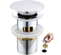 Garniture d'évacuation avec trop-plein, clapet à ressort, bonde universelle de 1 1/4 pouce adaptée à tous les types d'éviers et de lavabos, 3 joints inclus, chrome, laiton