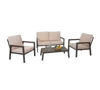 Garniture Hwc-L64, Salon De Jardin Garniture De Jardin Lounge-Set Canapé, Métal Rembourrage Crème-Blanc Gris