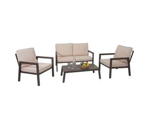 Garniture Hwc-L64, Salon De Jardin Garniture De Jardin Lounge-Set Canapé, Métal Rembourrage Crème-Blanc Gris