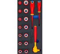 Garniture pour servante d'atelier 1/3 : Jeu de douilles et de tournevis VDE | Entraînement carré intérieur 10 mm (3/8") | 17 pcs.