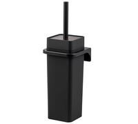 Garniture WC carrée bremermann SAVONA avec surface caoutchoutée Softtouch, y compris support mural à coller ou à percer en plastique (Noir)