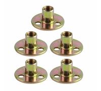 Garosa Écrou T embase ronde galvanisé M6-M10 5pcs | Lot de 5 écrous en T à embase ronde, fer galvanisé, M6 M8 M10, base à 3 trous, pour fixation de meubles