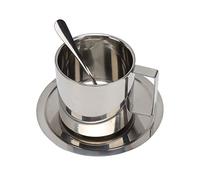 Garosa Ensemble de Tasses à Double Paroi en Acier Inoxydable, Tasses à café Isolées de 200ml et 6.8oz, avec Soucoupes et Cuillères pour Cappuccino, thé et Latte (260ml)