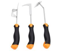 Garosa Ensemble D'outils de Désherbage en Acier Inoxydable 3 Pièces, Désherbeur à Fente en Forme de L, Désherbeur à Traction en Forme de V, Poignées Ergonomiques Caoutchoutées à 4 Dents