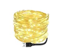 Garosa Guirlandes Lumineuses à LED, Alimentées par USB, Fil de Cuivre, 10m 100 LED et 20m 200 LED, Lumière Blanche Chaude, pour Chambre, Noël, Mariage, Patio