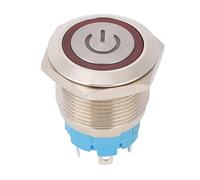 Garosa Interrupteur à Bouton-poussoir en Acier Inoxydable, 4 Broches 19 Mm, 1NO, IP65, Tête Plate Ronde 12-24VDC (rouge)
