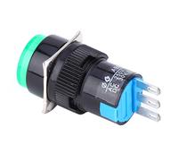 Garosa Interrupteur à Bouton Vert Interrupteur Autobloquant 3 Broches DC 30 V 5 A LA16 11Z AB6 pour Panneaux de Commande d'appareils Ménagers et Fournitures Industrielles, Utilisation 5 Pièces