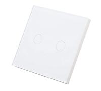 Garosa Interrupteur Tactile Blanc, 2 Boutons, Panneau en Verre trempé, 110 à 240 VAC, Tactile Manuel avec Indicateur, Commande par Fil d'incendie Unique pour la Maison, le Bureau, la Chambre à