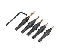 Garosa Jeu de Forets à Fraiser, Foret d'évier en Acier Rapide, 5 Pièces de 5 Mm à 12 Mm, Tige Hexagonale de 1 4 Pouces pour le Perçage de Trous de Vis en Alliage d'aluminium et de Bois