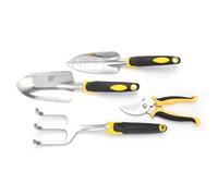 Garosa Kit D'outils de Jardinage avec Tête en Aluminium moulé, 5 Pièces | Bêche de transplantation avec marques de profondeur en pouces, cultivateur de sol, sécateur pour désherbage, manche