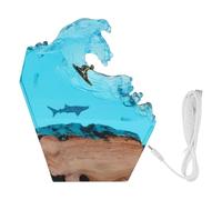Garosa Lampe de Nuit LED Océan 3D en Bois et Résine Premium USB Rechargeable 8 Pouces Idéal pour Chambre Bureau Salon Décoration Marine Éclairage Ambiance Relaxante