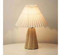 Garosa Lampe de Table en Rotin plissé Vintage, Lampe de Chevet Moderne pour Chambre à Coucher, Salon, Maison, Bureau, Décoration