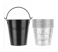 Garosa Seau D'égouttement et Lot de 12 Doublures Jetables en Aluminium, 15,2 X 14,1 Cm, Alliage D'aluminium, Convient à la Plupart des Fumoirs Décalés, Seau de Gril à Granulés Rec Tec,