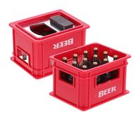GAROZATION 2 Pcs Ouvre-bouteille Magnétique Ouvre-bouteille de Soda Rouge en Plastique et Métal, Forme Caisse de Bière, Portable, Multifonction, Fête Bière
