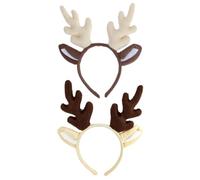 GAROZATION 2pcs Bandeaux de Noël en Tissu Confortable Bois de Cerf, Serrage-tête Adorable et Non Déformable pour Fêtes Festives et Soirées de Noël