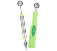 GAROZATION Baller Décoratifs et Fourchette, Facile à Utiliser Design Trois-en-un Trancheuse à Fruits 2pcs en Acier Inoxydable Cuillère pour Bar et Maison