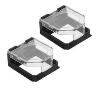 GAROZATION Cache-bouton Carré 26mm Adhésif, Protection Anti-poussière et Anti-fausse Manœuvre pour Interrupteur D'alimentation, Ressort Intégré, 2 Pièces pour Usage Industriel et Domestique