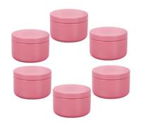 GAROZATION Coffret Rangement Huiles Essentielles 6pcs en Aluminium Rose, Flacons Scellés Ronds pour Maintenir Pureté, pour Fabrication Bougies et Bureaux