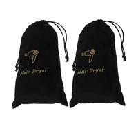 GAROZATION Paquet de Rangement pour Sèche-cheveux Fermeture à Cordon Lot de 2 en Tissu Noir Léger pour l'organisation Salle de Bain