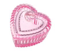 GAROZATION Plateau Dappen en Verre Rose de Cœur avec Couvercle, Haute Brillance, Multifonction pour Manucure et Nail Art Élégant