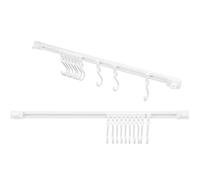 GAROZATION Support à casseroles suspendu 2 Set blanc plastique avec crochets muraux coulissants pour organisation cuisine sans perçage