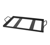 GAROZATION Support Émaillé en Acier Inoxydable Noir Porte-Bloc de Sel Plaque à Sel pour Double Poignées Facile à Nettoyer pour Barbecue et Grillades