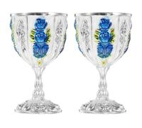 GAROZATION Verres à Vin de Camping 2 Pièces en Fer Argenté Structure Stable Design Européen Classique pour Bar et Décoration Intérieure