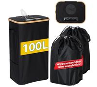 GARPROVM Récipient de collecte de bouteilles consignées de 110 l avec ouverture, fenêtre de visualisation, 2 poches intérieures réutilisables, récipient de recyclage pour bouteilles, canettes