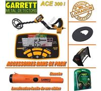 Garrett - Détecteur De Métaux Ace 300 i avec 3 Accessoires Inclus (casque audio, protège disque, protège pluie boîtier)+ Propointer At Etanche