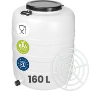 Garronda 160L avec robinet et anneau de pression Fût à col large Fût d'ensilage Fût à bagages Fût de fermentation Récipient de fermentation Fût à fourrage (blanc)